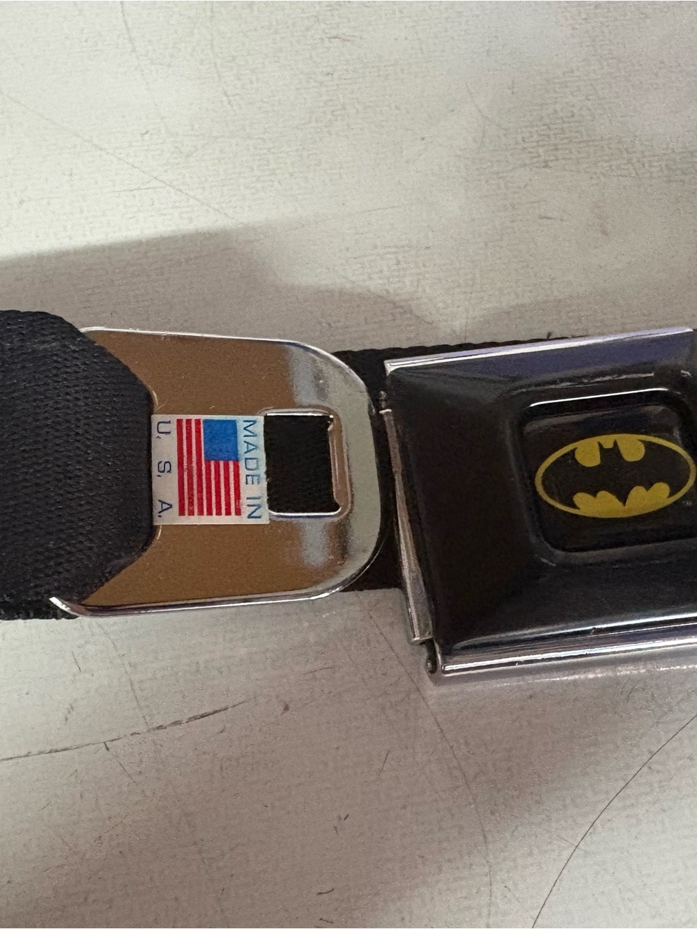 Batman Buckle Belt with Black and Yellow Emblem